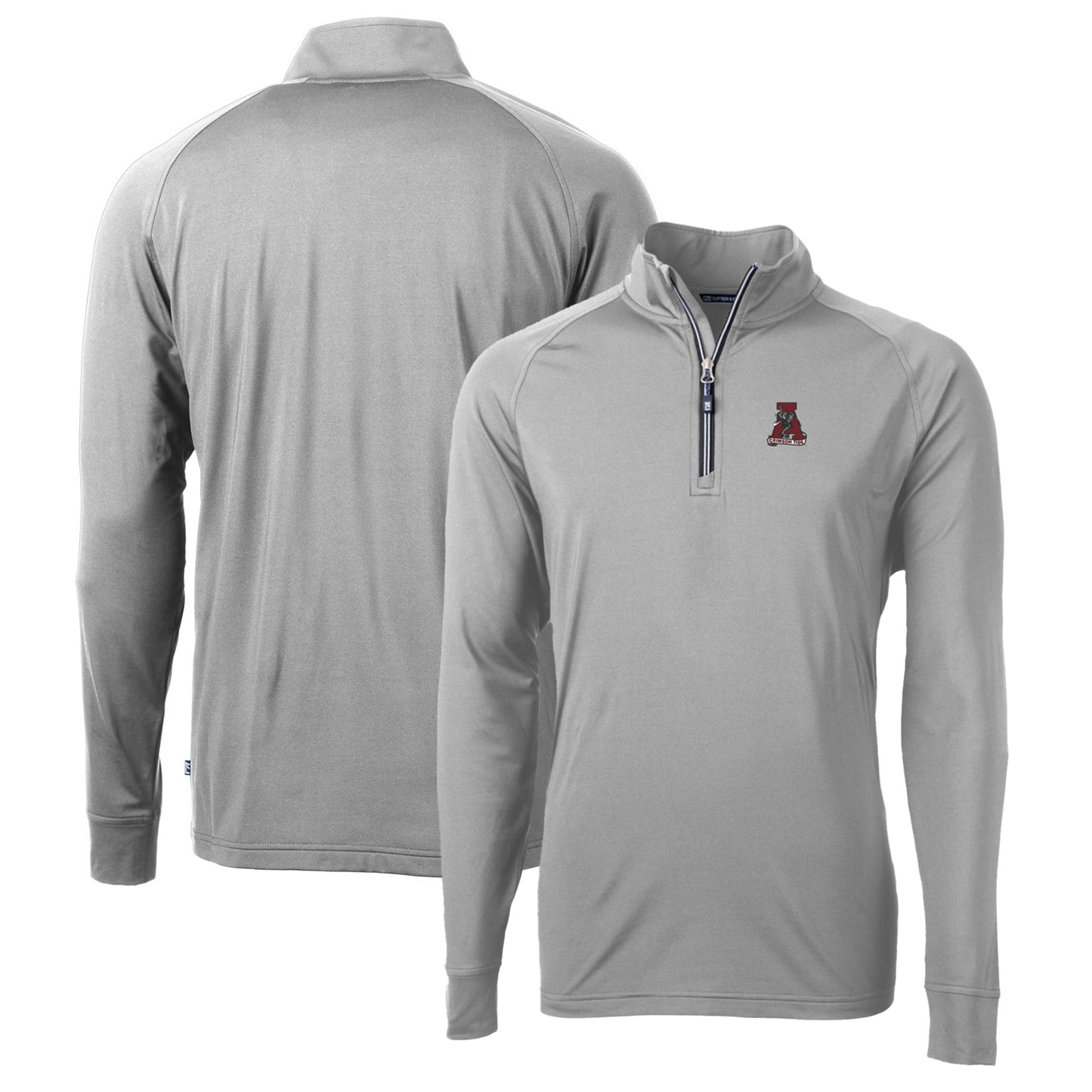 Men's Cutter & Buck Gray Alabama Crimson Tide Adapt Eco Knit Stretch Recycled Quarter-Zip Pullover Top