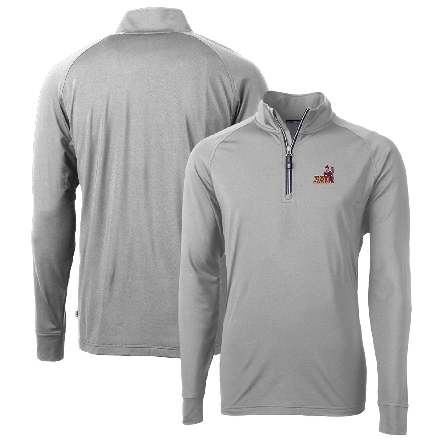 Men's Cutter & Buck Gray Arizona State Sun Devils Adapt Eco Knit Stretch Recycled Quarter-Zip Pullover Top