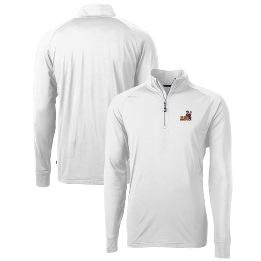 Men's Cutter & Buck White Arizona State Sun Devils Adapt Eco Knit Stretch Recycled Quarter-Zip Pullover Top