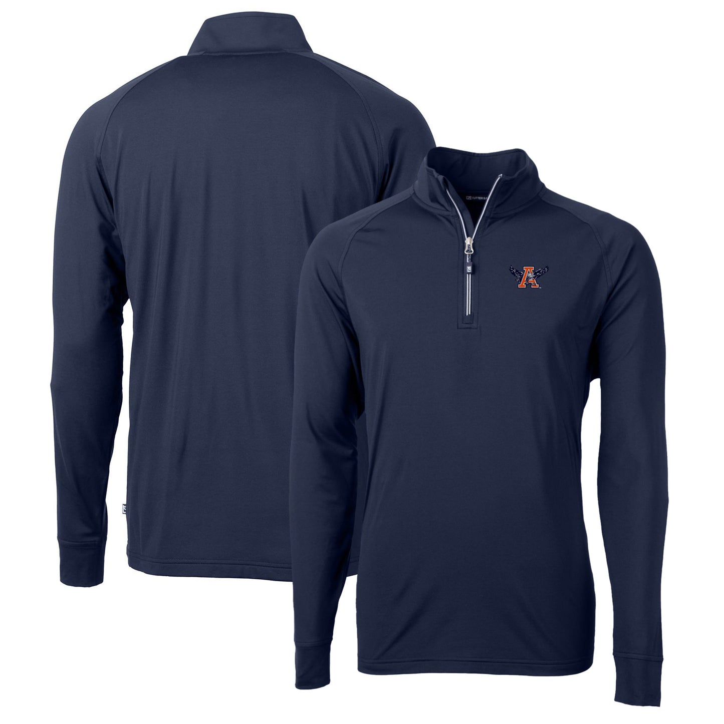 Men's Cutter & Buck Navy Auburn Tigers Adapt Eco Knit Stretch Recycled Quarter-Zip Pullover Top