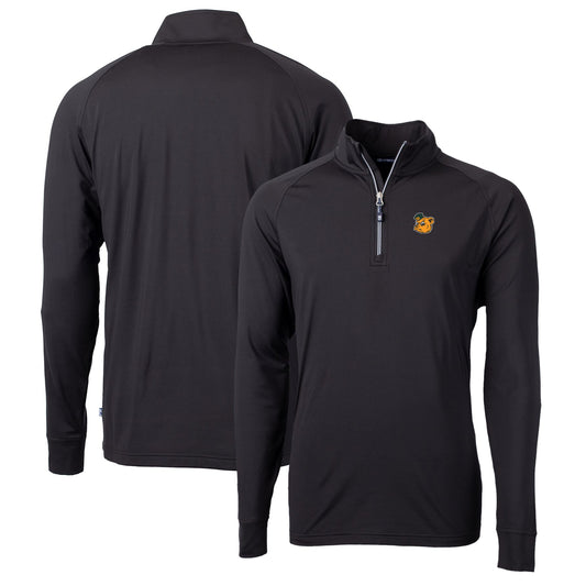 Men's Cutter & Buck Black Baylor Bears Adapt Eco Knit Stretch Recycled Quarter-Zip Pullover Top