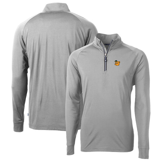 Men's Cutter & Buck Gray Baylor Bears Adapt Eco Knit Stretch Recycled Quarter-Zip Pullover Top