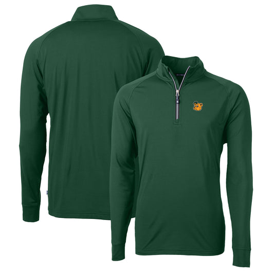 Men's Cutter & Buck Green Baylor Bears Adapt Eco Knit Stretch Recycled Quarter-Zip Pullover Top