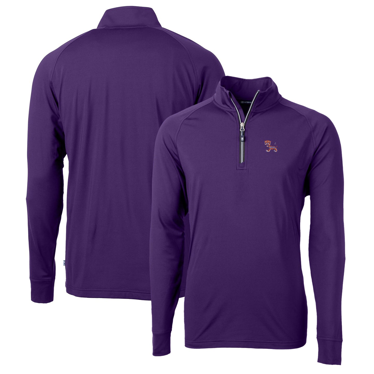 Men's Cutter & Buck Purple Clemson Tigers Adapt Eco Knit Stretch Recycled Quarter-Zip Pullover Top