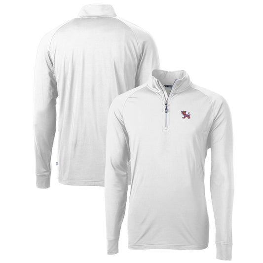 Men's Cutter & Buck White Clemson Tigers Adapt Eco Knit Stretch Recycled Quarter-Zip Pullover Top