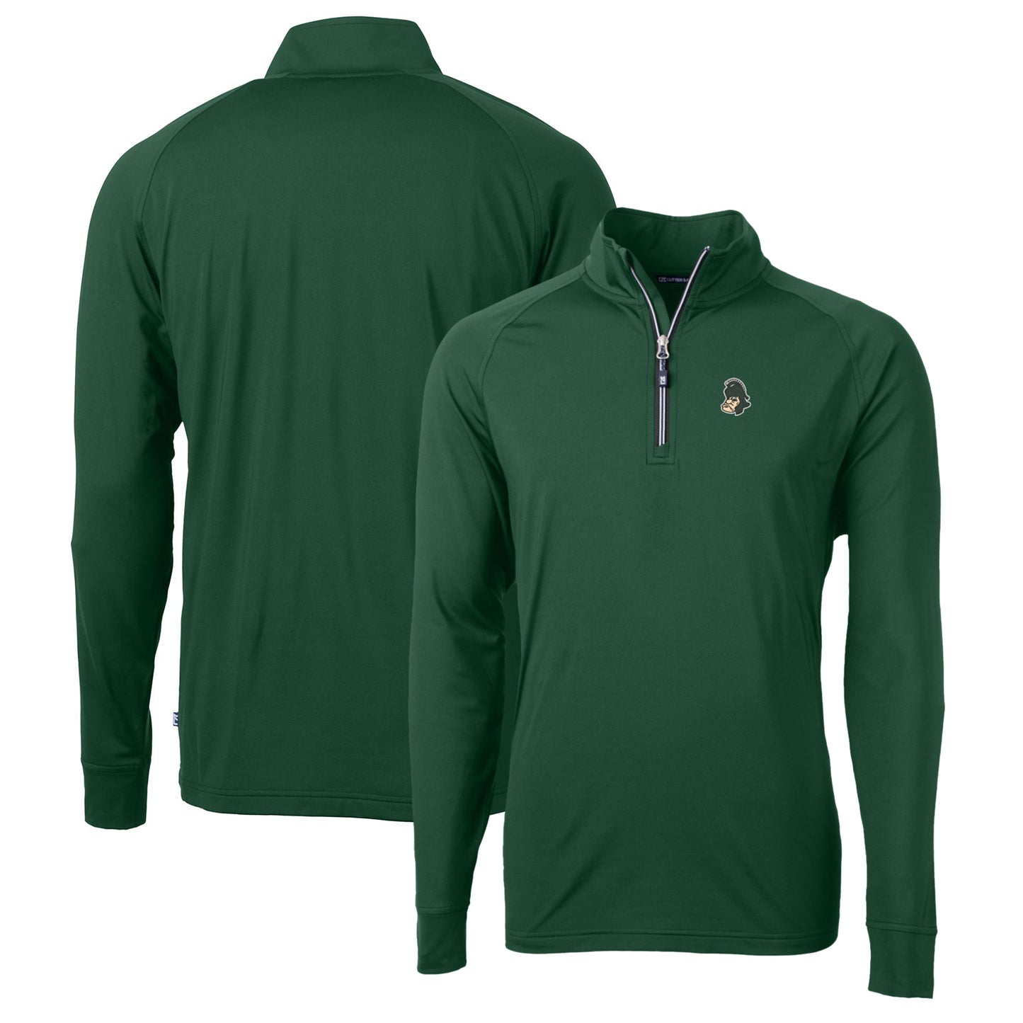 Men's Cutter & Buck Green Michigan State Spartans Adapt Eco Knit Stretch Recycled Quarter-Zip Pullover Top