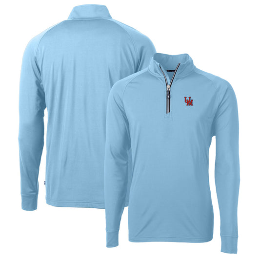 Men's Cutter & Buck Light Blue Ole Miss Rebels Adapt Eco Knit Stretch Recycled Quarter-Zip Pullover Top