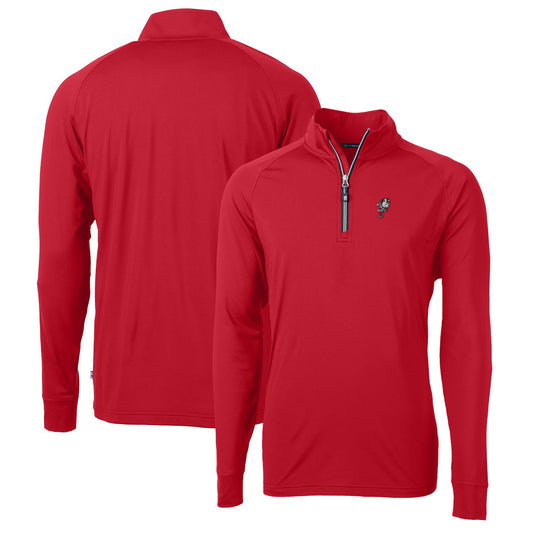 Men's Cutter & Buck Scarlet Ohio State Buckeyes Adapt Eco Knit Stretch Recycled Quarter-Zip Pullover Top
