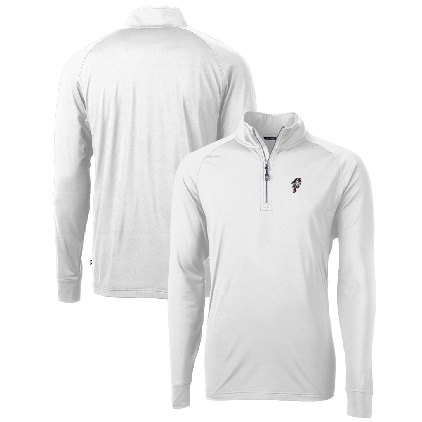 Men's Cutter & Buck White Ohio State Buckeyes Adapt Eco Knit Stretch Recycled Quarter-Zip Pullover Top