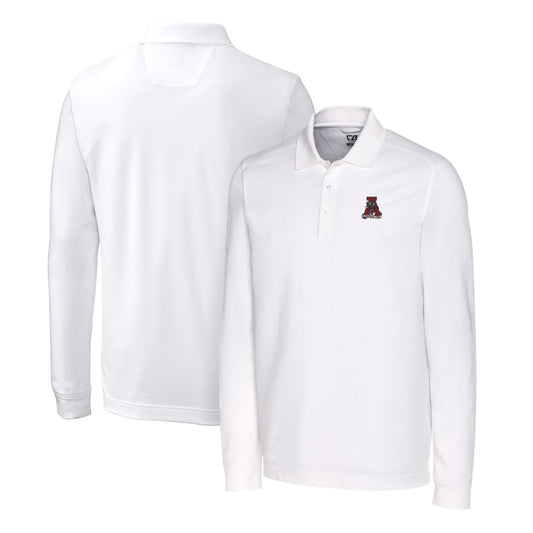 Men's Cutter & Buck White Alabama Crimson Tide Advantage Tri-Blend Pique Long Sleeve Polo