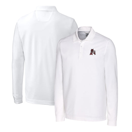 Men's Cutter & Buck White Arkansas Razorbacks Advantage Tri-Blend Pique Long Sleeve Polo