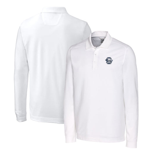 Men's Cutter & Buck White Penn State Nittany Lions Advantage Tri-Blend Pique Long Sleeve Polo