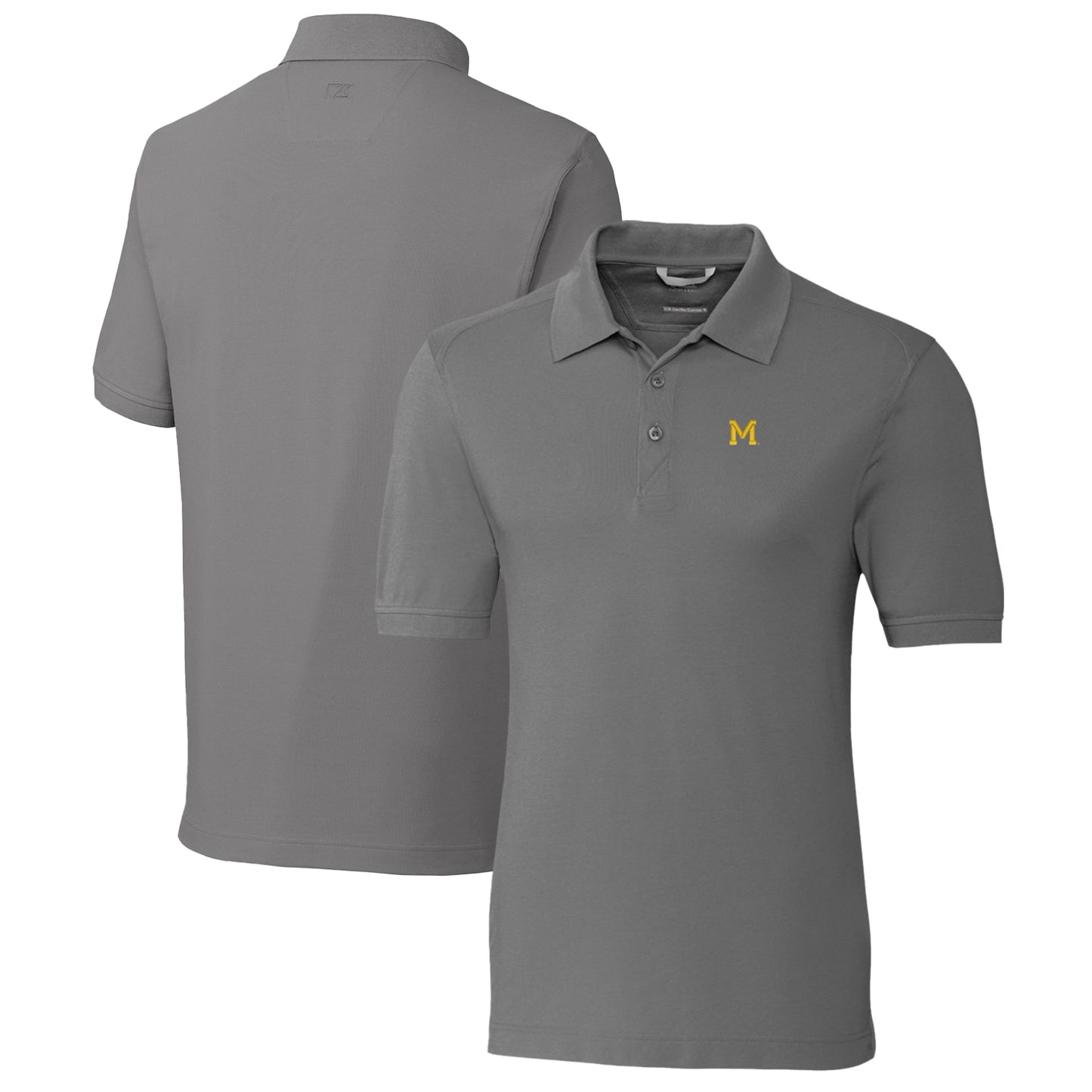 Men's Cutter & Buck Steel Michigan Wolverines Advantage Tri-Blend DryTec Pique Polo