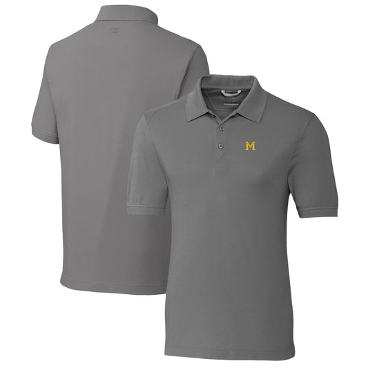 Men's Cutter & Buck Steel Michigan Wolverines Advantage Tri-Blend DryTec Pique Polo