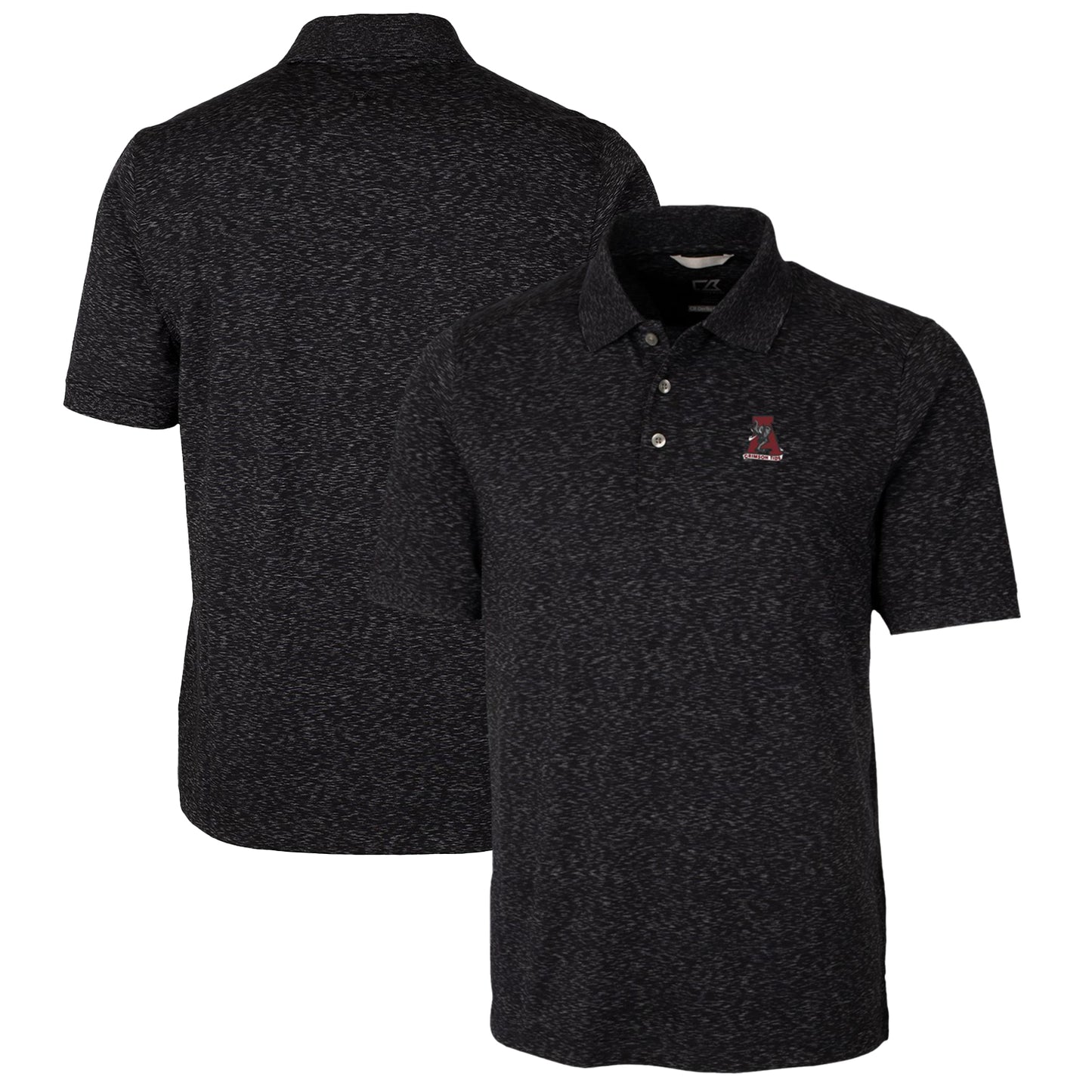 Men's Cutter & Buck Black Alabama Crimson Tide Advantage Space Dye Tri-Blend Polo