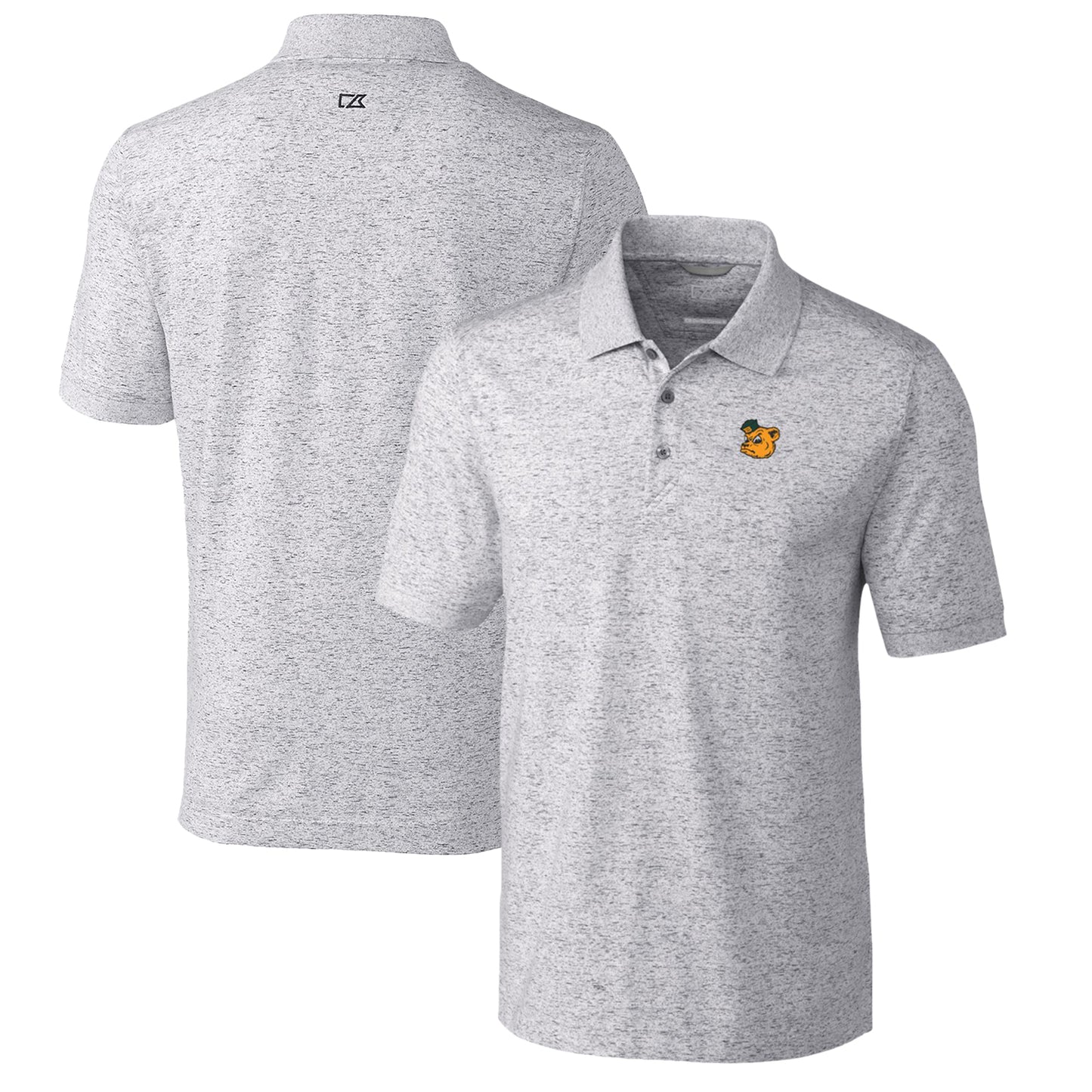 Men's Cutter & Buck Steel Baylor Bears Advantage Space Dye Tri-Blend Polo