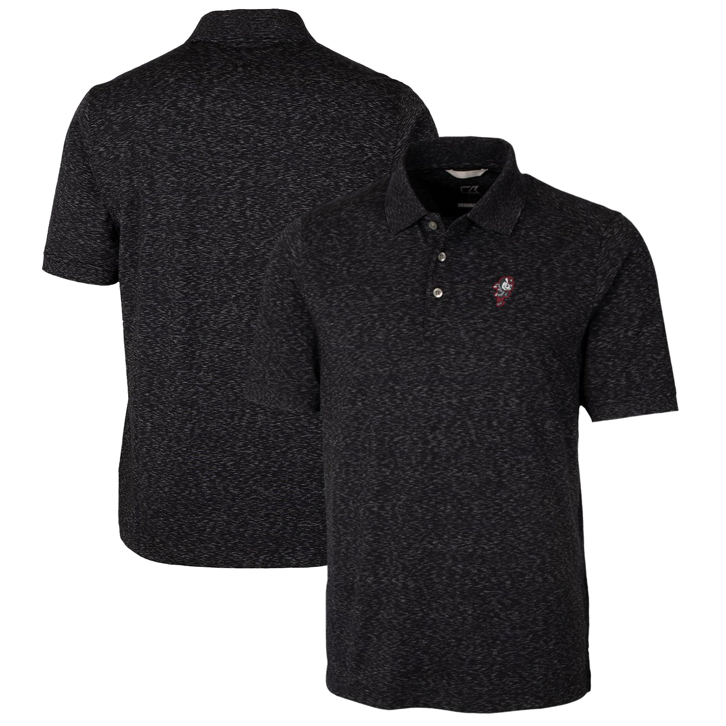 Men's Cutter & Buck Black Ohio State Buckeyes Advantage Space Dye Tri-Blend Polo
