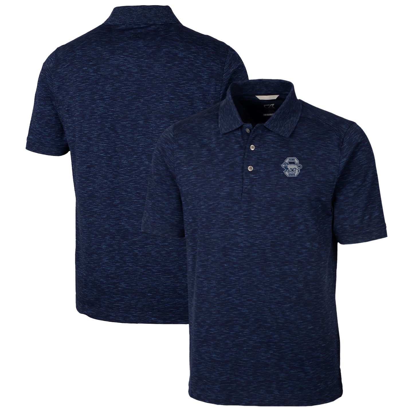 Men's Cutter & Buck Navy Penn State Nittany Lions Advantage Space Dye Tri-Blend Polo