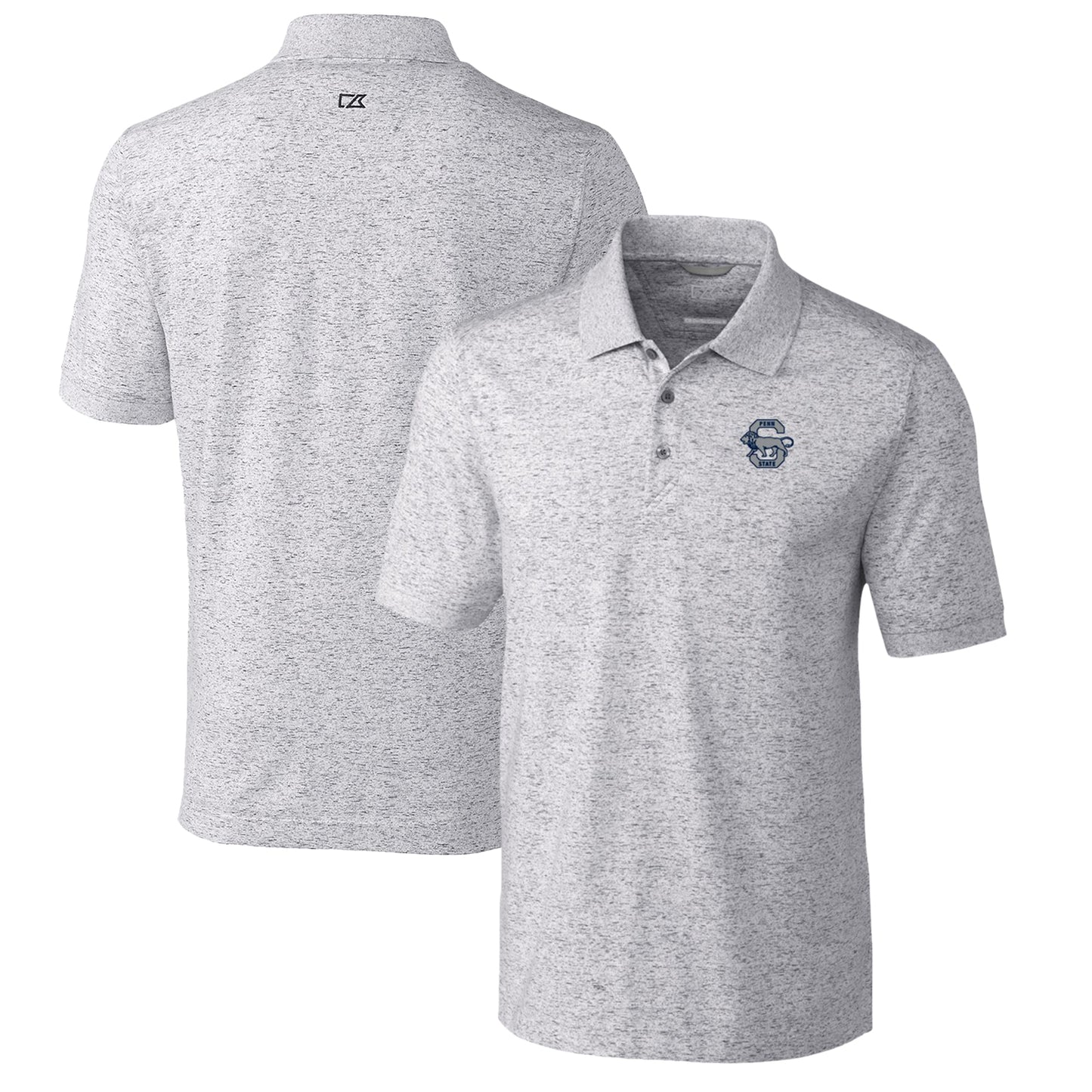 Men's Cutter & Buck Steel Penn State Nittany Lions Advantage Space Dye Tri-Blend Polo
