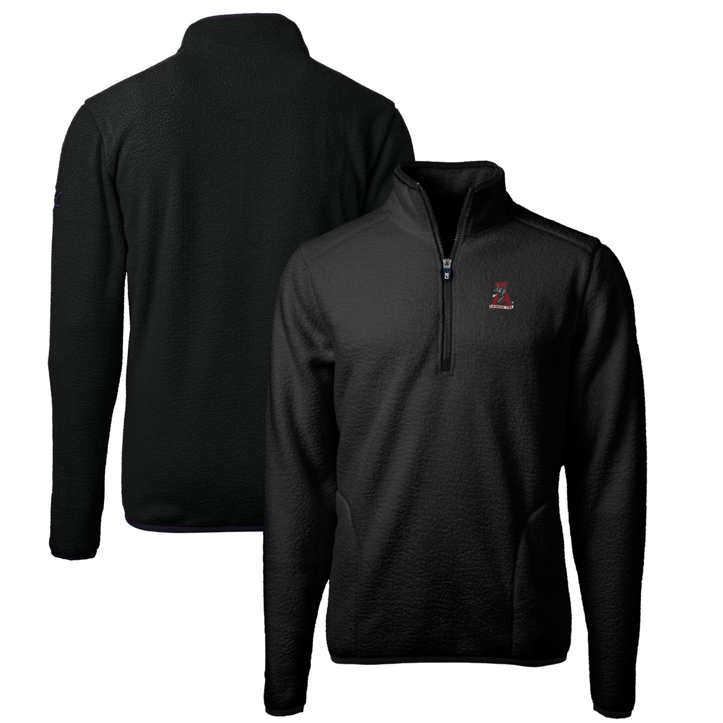 Men's Cutter & Buck Black Alabama Crimson Tide Vault Cascade Eco Sherpa Fleece Quarter-Zip Pullover Jacket