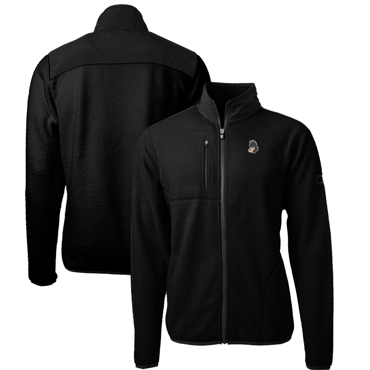 Men's Cutter & Buck Black Michigan State Spartans Cascade Eco Sherpa Fleece Full-Zip Jacket