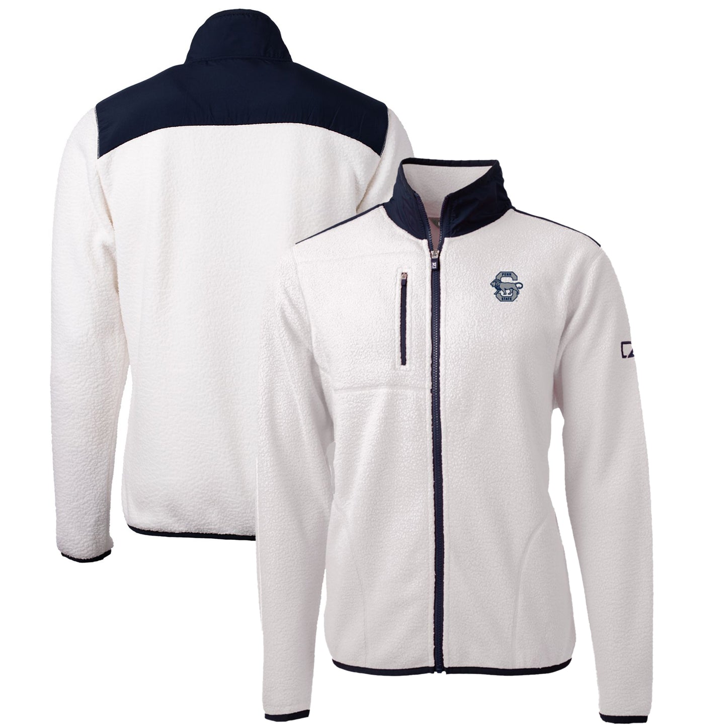 Men's Cutter & Buck White Penn State Nittany Lions Cascade Eco Sherpa Fleece Full-Zip Jacket