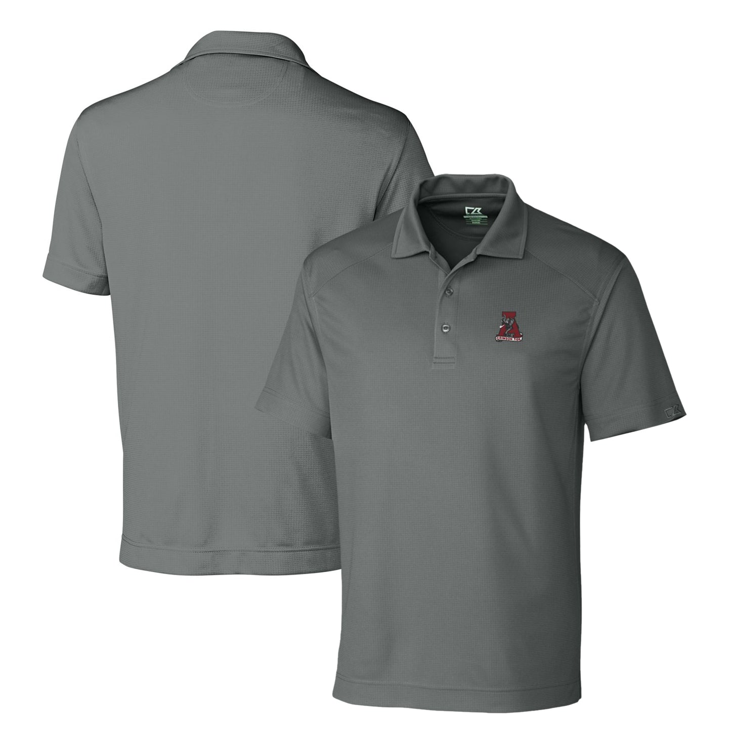 Men's Cutter & Buck Steel Alabama Crimson Tide DryTec Genre Textured Solid Polo