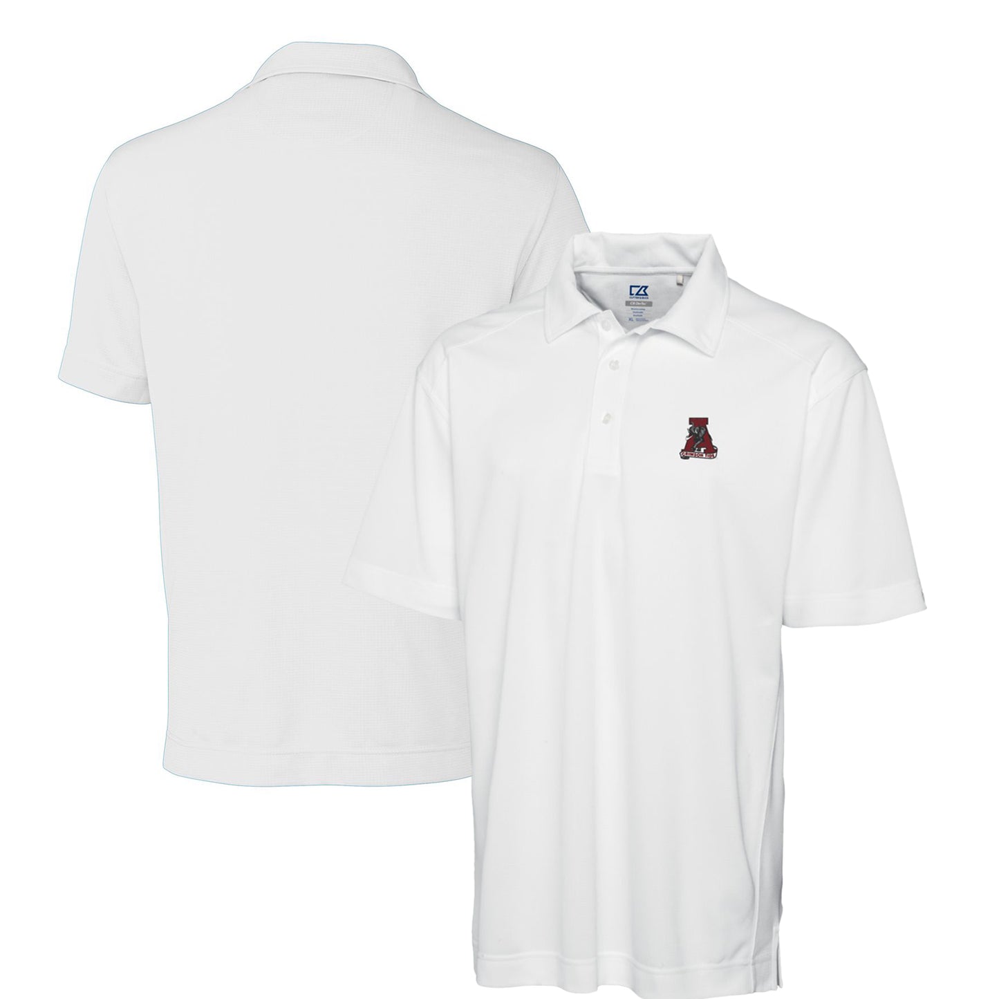 Men's Cutter & Buck White Alabama Crimson Tide DryTec Genre Textured Solid Polo