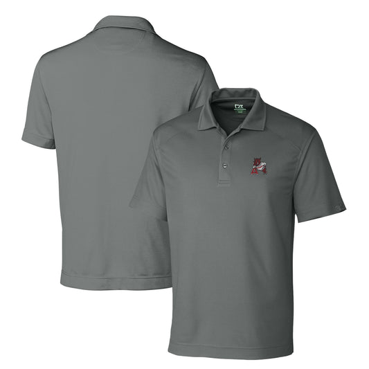 Men's Cutter & Buck Steel Arkansas Razorbacks DryTec Genre Textured Solid Polo