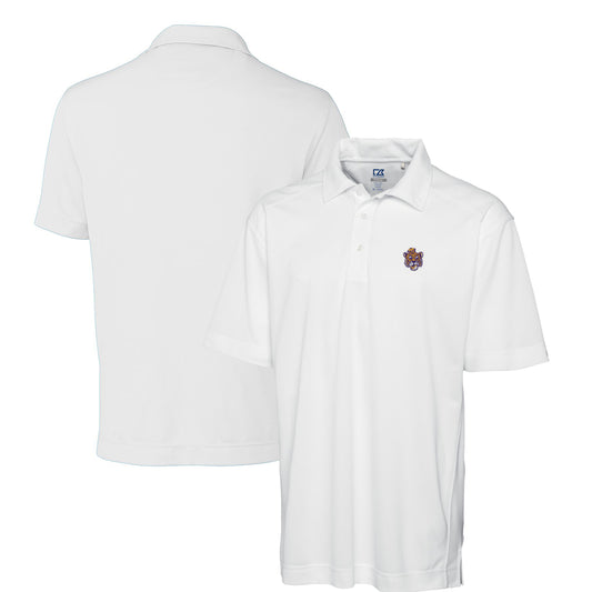 Men's Cutter & Buck White LSU Tigers DryTec Genre Textured Solid Polo