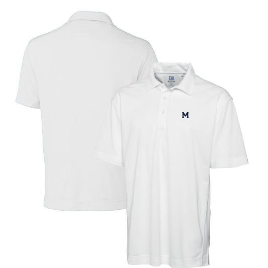 Men's Cutter & Buck White Michigan Wolverines DryTec Genre Textured Solid Polo
