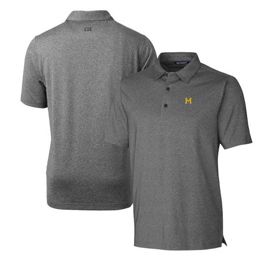 Men's Cutter & Buck Heather Charcoal Michigan Wolverines Forge Stretch Polo
