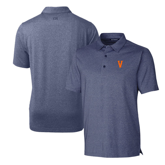 Men's Cutter & Buck Heather Blue Virginia Cavaliers Vintage Forge Stretch Polo