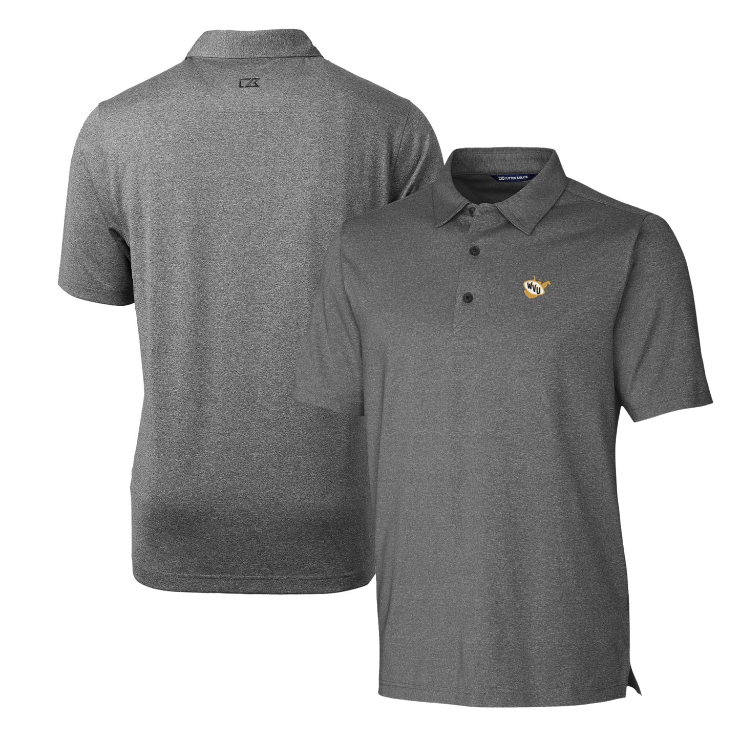 Men's Cutter & Buck Heather Charcoal West Virginia Mountaineers Forge Stretch Polo