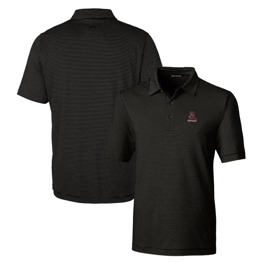 Men's Cutter & Buck Black Alabama Crimson Tide Forge Pencil Stripe Stretch Polo