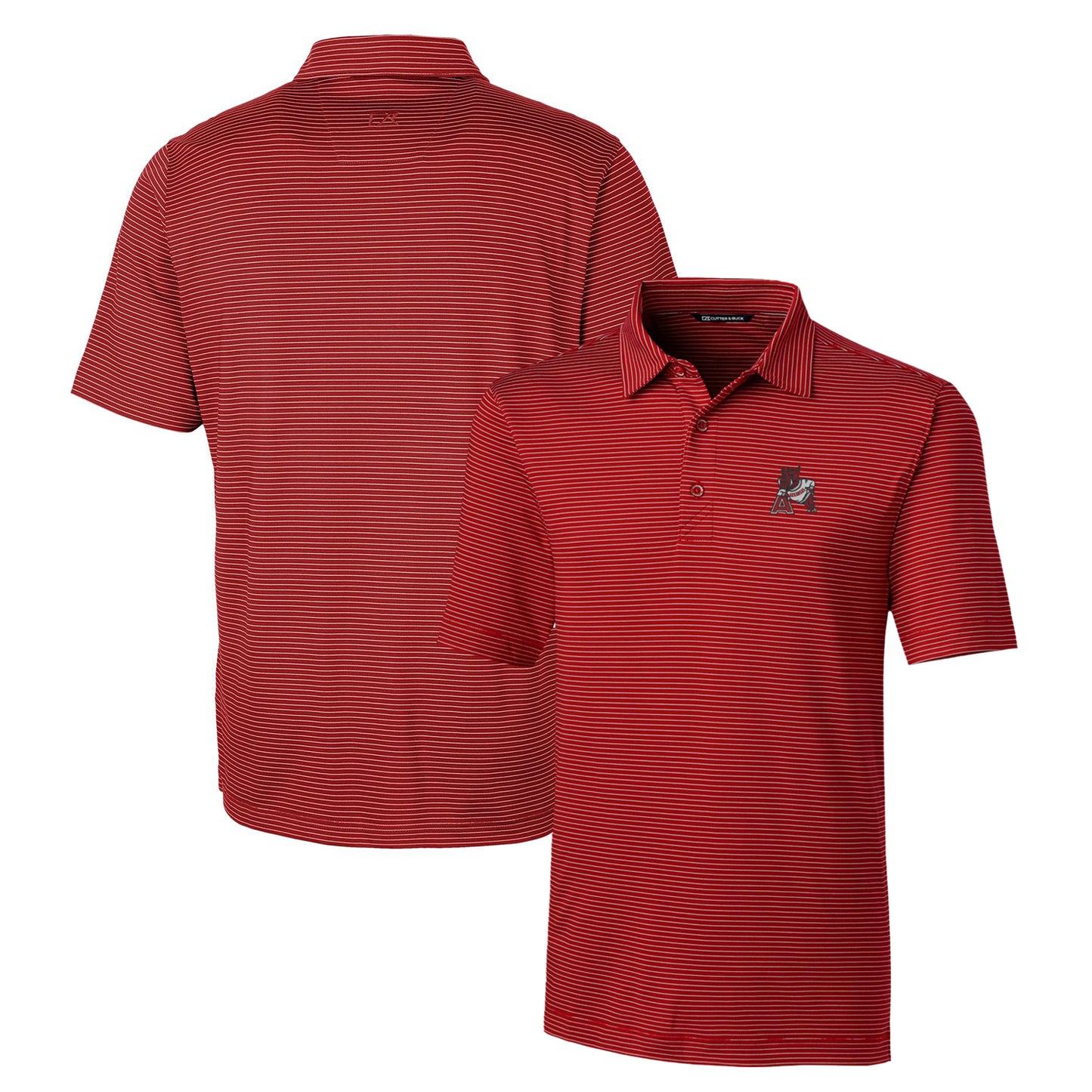 Men's Cutter & Buck Cardinal Arkansas Razorbacks Forge Pencil Stripe Stretch Polo