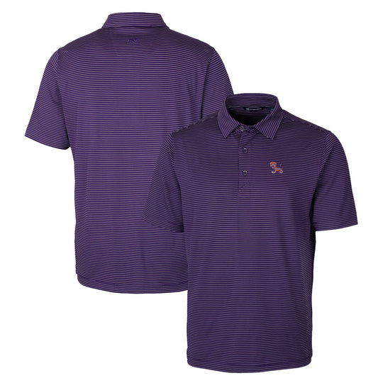 Men's Cutter & Buck Purple Clemson Tigers Forge Pencil Stripe Stretch Polo