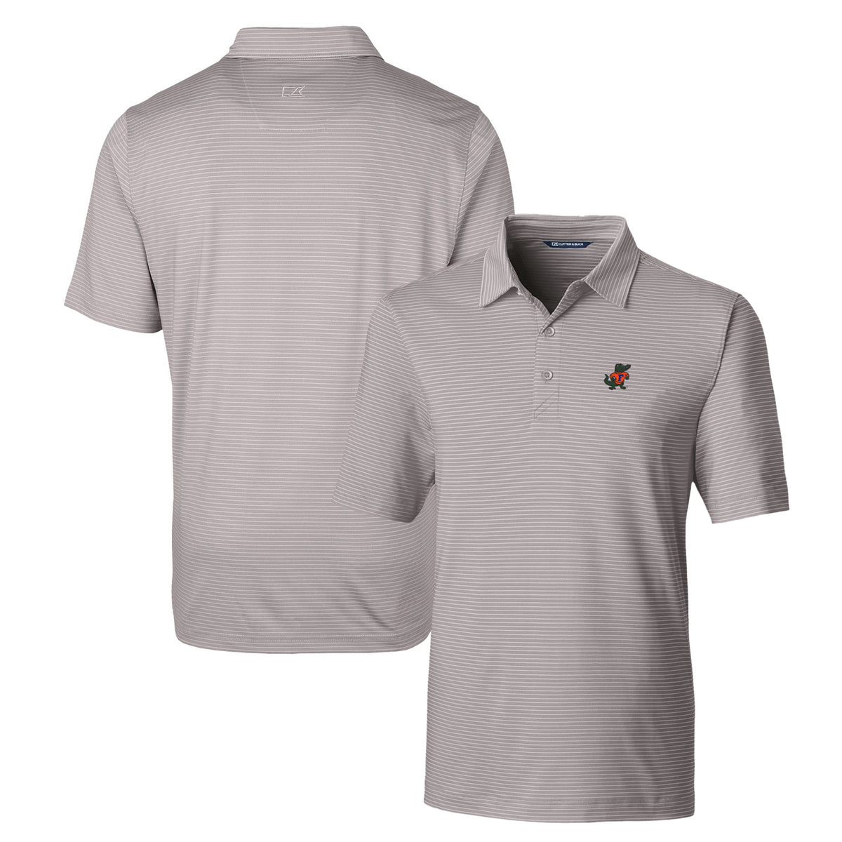 Men's Cutter & Buck Gray Florida Gators Forge Pencil Stripe Stretch Polo