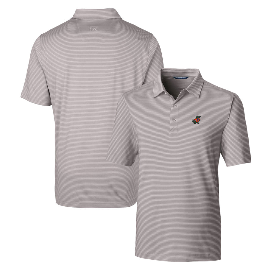 Men's Cutter & Buck Gray Florida Gators Forge Pencil Stripe Stretch Polo