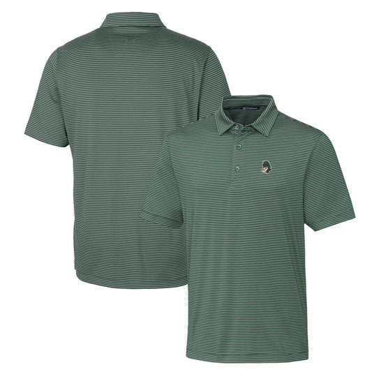 Men's Cutter & Buck Green Michigan State Spartans Forge Pencil Stripe Stretch Polo