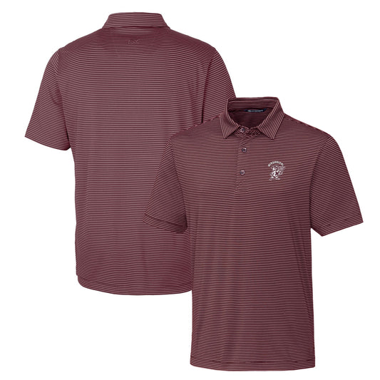 Men's Cutter & Buck Maroon Mississippi State Bulldogs Forge Pencil Stripe Stretch Polo