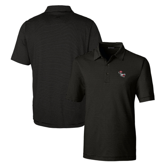 Men's Cutter & Buck Black NC State Wolfpack Forge Pencil Stripe Stretch Polo