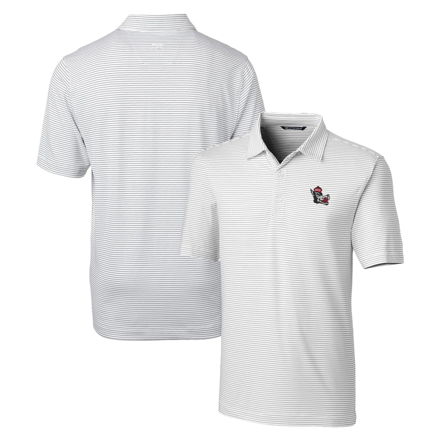 Men's Cutter & Buck White NC State Wolfpack Forge Pencil Stripe Stretch Polo