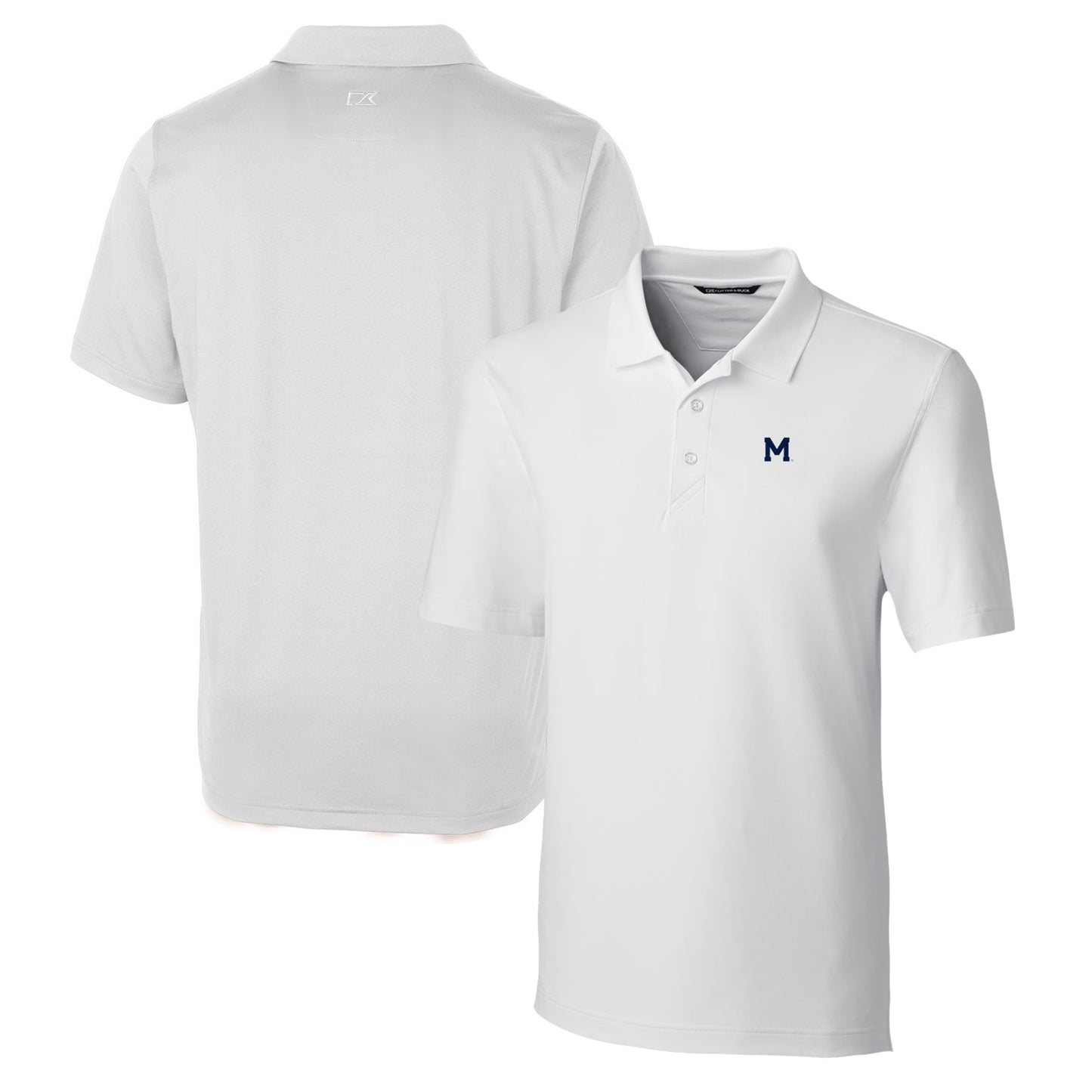 Men's Cutter & Buck White Michigan Wolverines Forge Stretch Polo