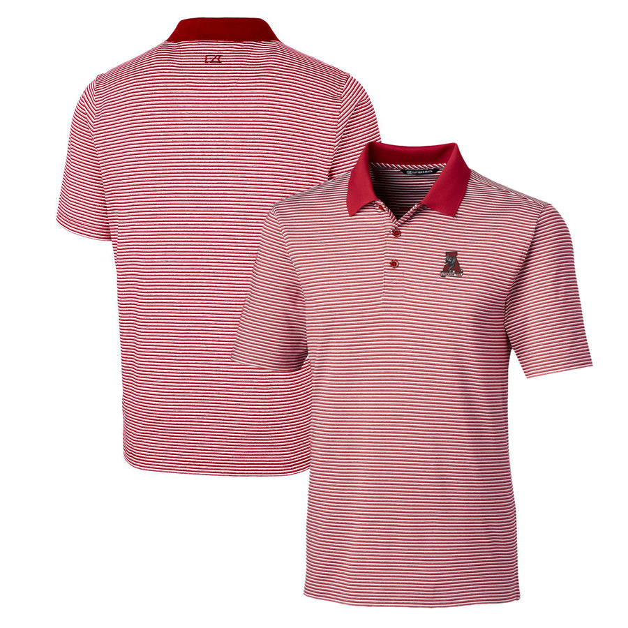 Men's Cutter & Buck Crimson Alabama Crimson Tide Forge Tonal Stripe Stretch Polo