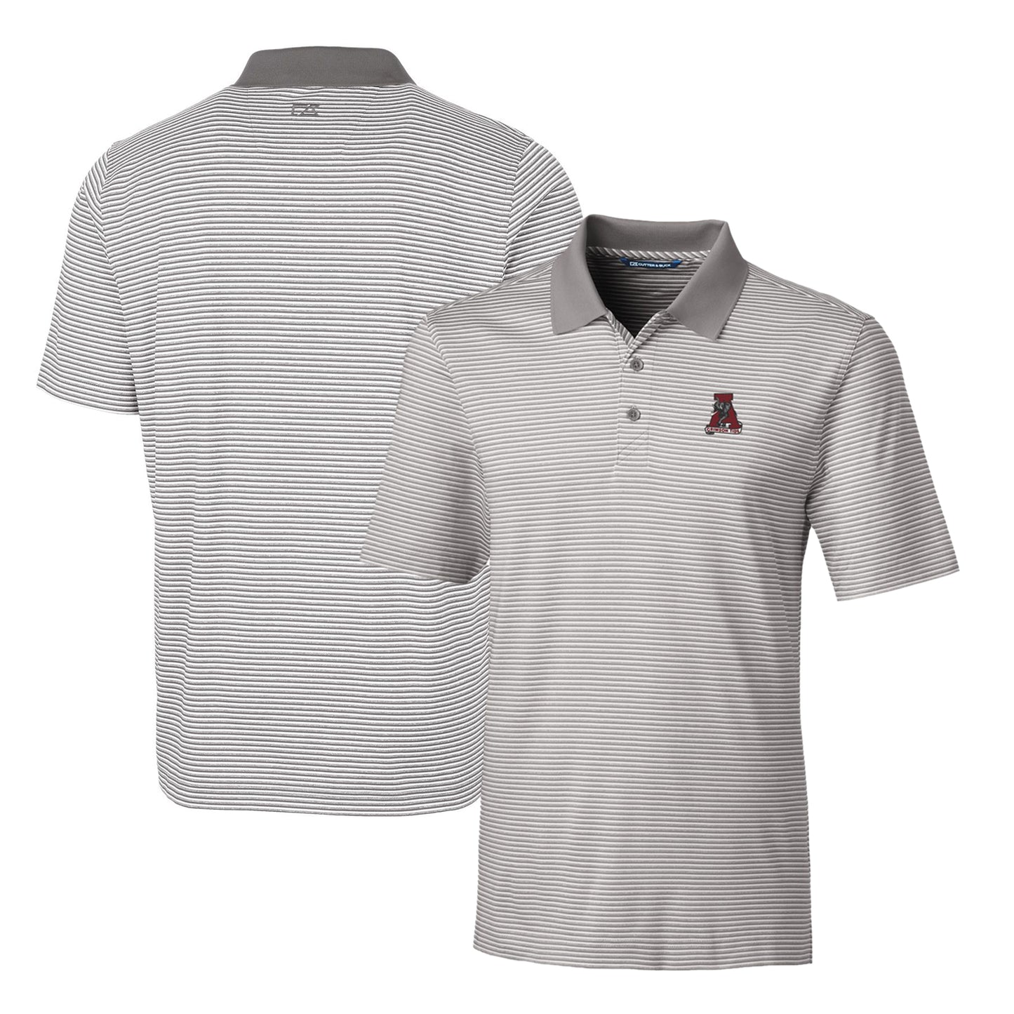 Men's Cutter & Buck Gray Alabama Crimson Tide Forge Tonal Stripe Stretch Polo