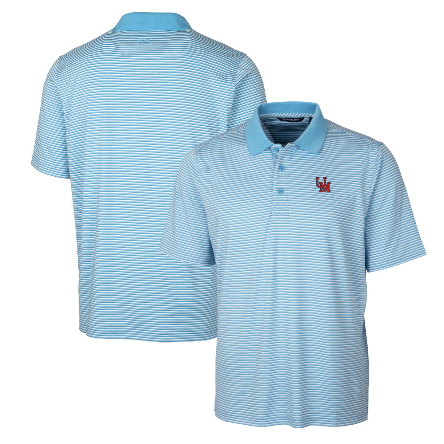 Men's Cutter & Buck Light Blue Ole Miss Rebels Forge Tonal Stripe Stretch Polo