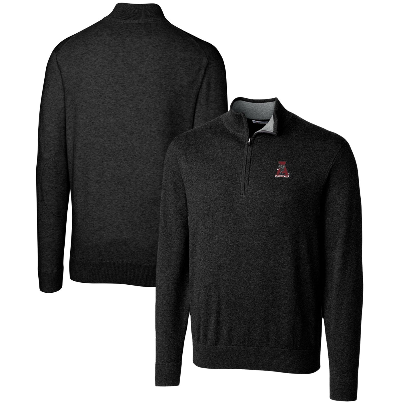 Men's Cutter & Buck Black Alabama Crimson Tide Lakemont Quarter-Zip Pullover Sweater