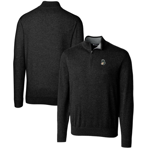 Men's Cutter & Buck Black Michigan State Spartans Lakemont Quarter-Zip Pullover Sweater