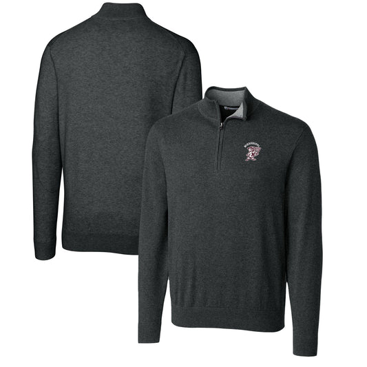 Men's Cutter & Buck Heather Charcoal Mississippi State Bulldogs Lakemont Quarter-Zip Pullover Sweater